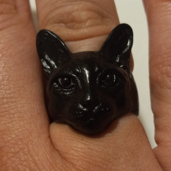 Black cat ring - Picture 4 of 11